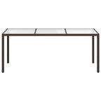 Garden Table Brown 190x90x75 cm Tempered Glass and Poly Rattan