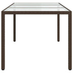 Garden Table Brown 190x90x75 cm Tempered Glass and Poly Rattan
