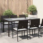 Garden Table Brown 190x90x75 cm Tempered Glass and Poly Rattan