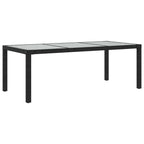 Garden Table Black 190x90x75 cm Tempered Glass and Poly Rattan