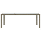 Garden Table Grey 190x90x75 cm Tempered Glass and Poly Rattan