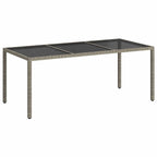 Garden Table Grey 190x90x75 cm Tempered Glass and Poly Rattan
