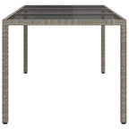 Garden Table Grey 190x90x75 cm Tempered Glass and Poly Rattan