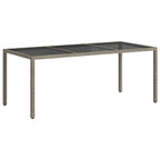 Garden Table Grey 190x90x75 cm Tempered Glass and Poly Rattan