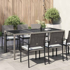 Garden Table Grey 190x90x75 cm Tempered Glass and Poly Rattan