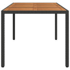 Garden Table 190x90x75 cm Poly Rattan and Acacia Wood Black