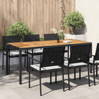 Garden Table 190x90x75 cm Poly Rattan and Acacia Wood Black