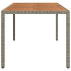 Garden Table 190x90x75 cm Poly Rattan and Acacia Wood Grey