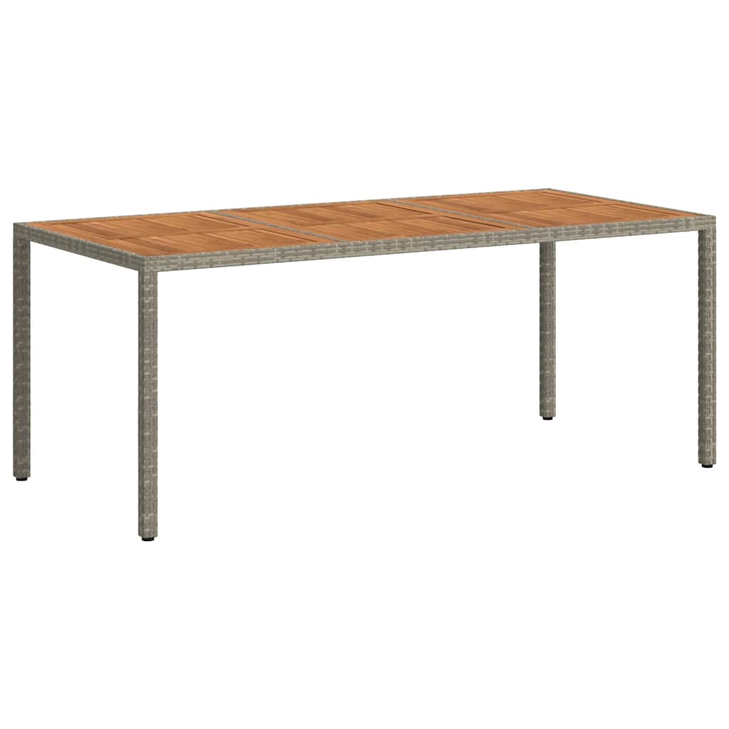 Garden Table 190x90x75 cm Poly Rattan and Acacia Wood Grey