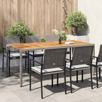 Garden Table 190x90x75 cm Poly Rattan and Acacia Wood Grey