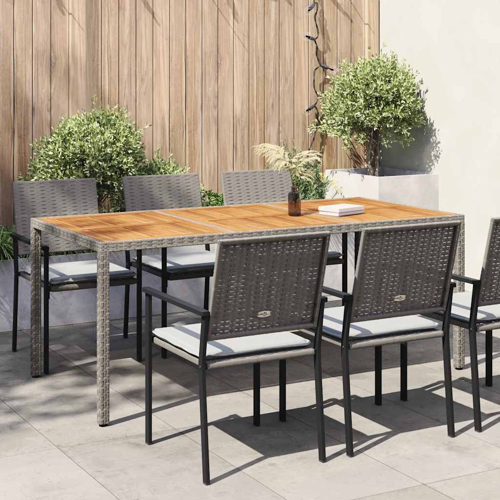 Garden Table 190x90x75 cm Poly Rattan and Acacia Wood Grey