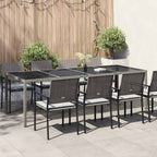 Garden Table Grey 250x100x75 cm Tempered Glass and Poly Rattan