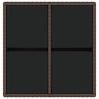 Garden Table Brown 109x107x74 cm Poly Rattan and Glass