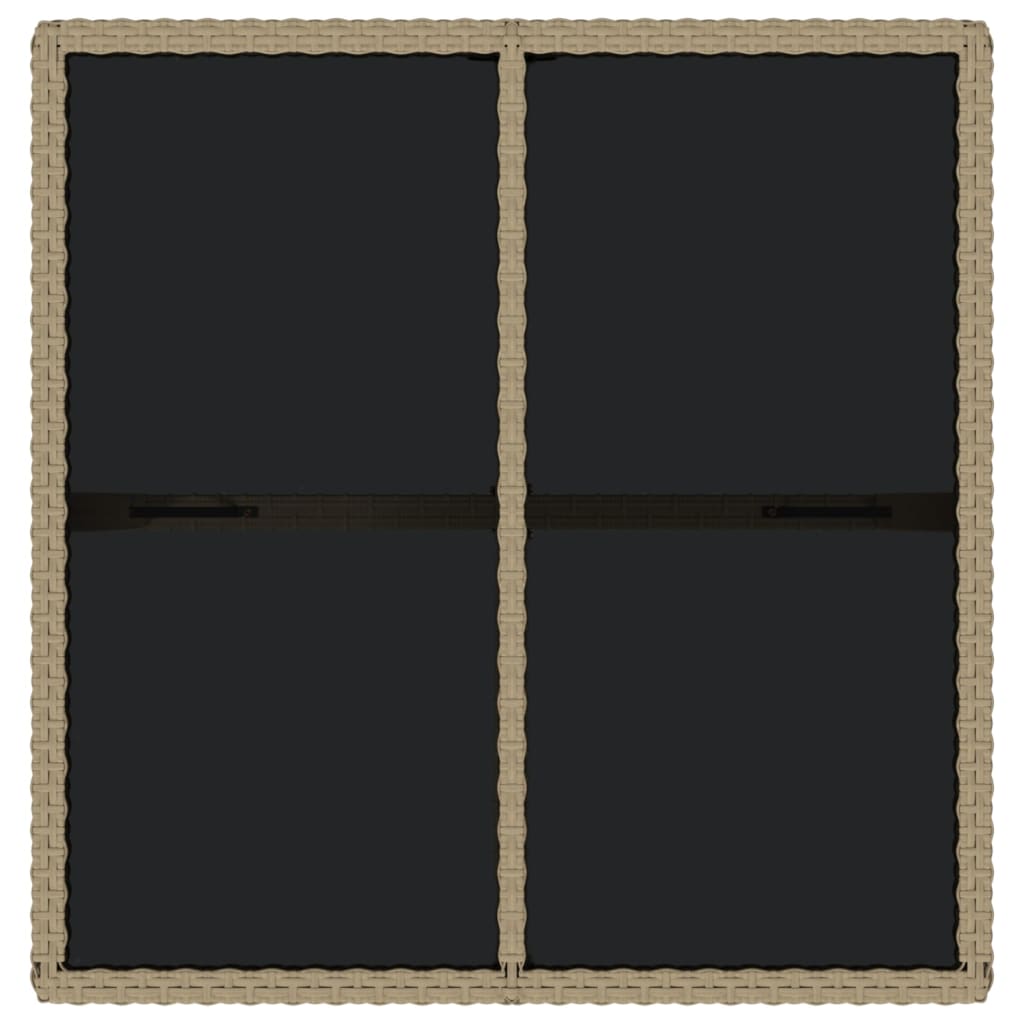 Garden Table Beige 109x107x74 cm Poly Rattan and Glass