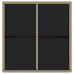 Garden Table Beige 109x107x74 cm Poly Rattan and Glass