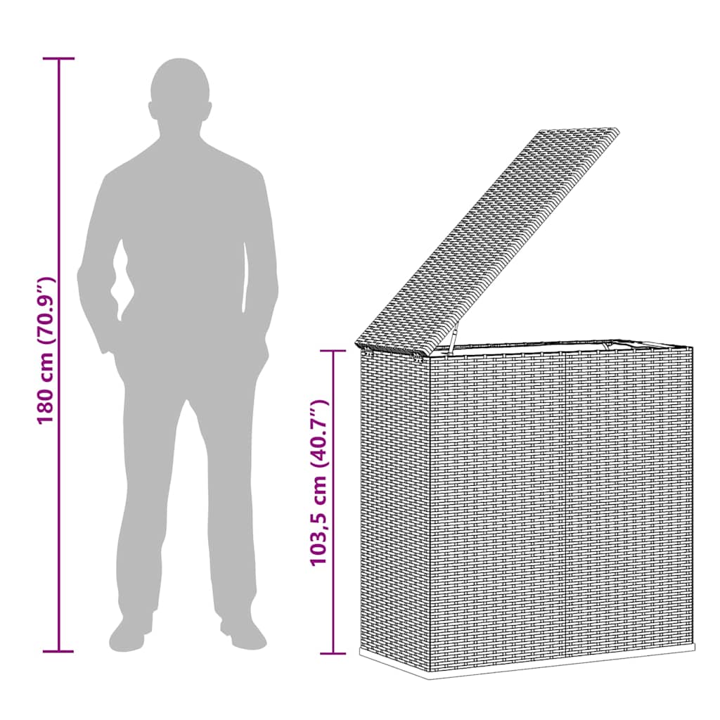 Garden Cushion Box PE Rattan 100x49x103.5 cm Grey