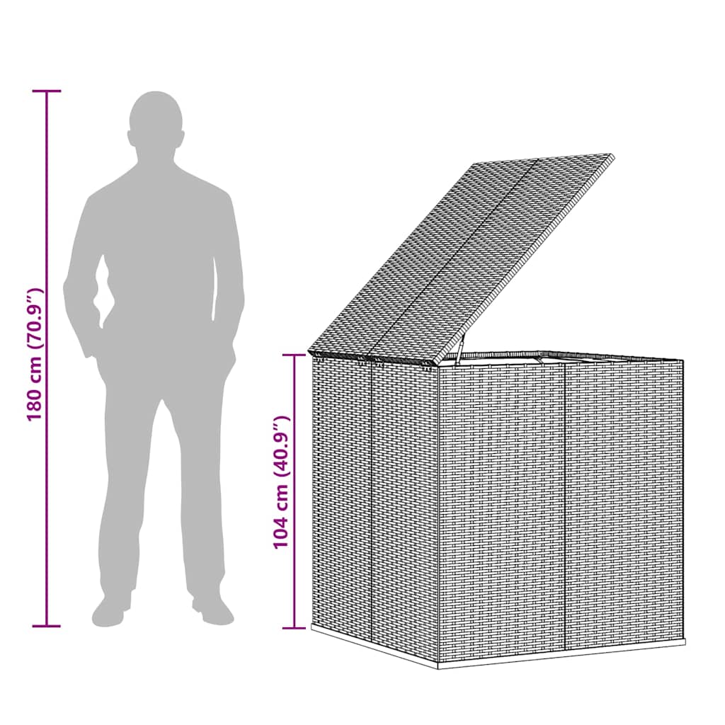 Garden Cushion Box PE Rattan 100x97.5x104 cm Brown