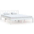 Bed Frame without Mattress White Solid Wood Small Double