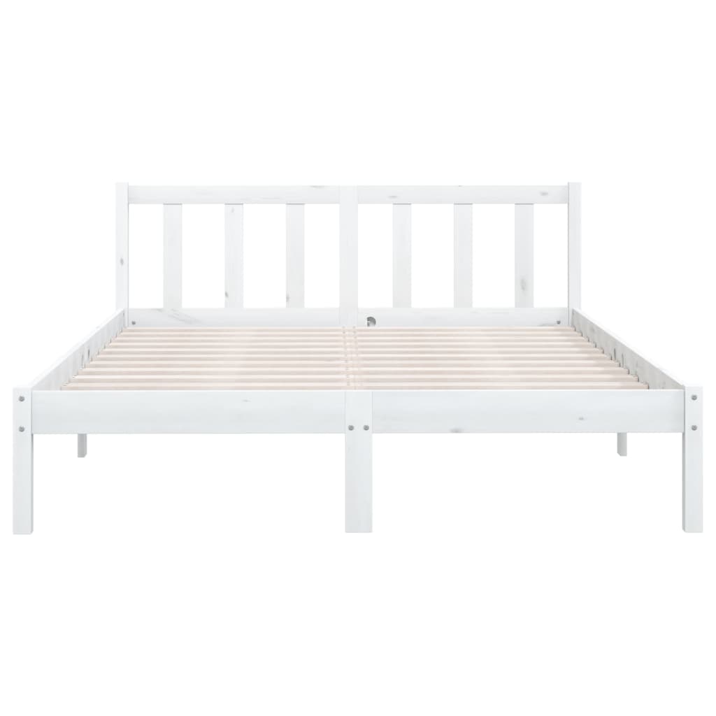 Bed Frame without Mattress White Solid Wood Small Double