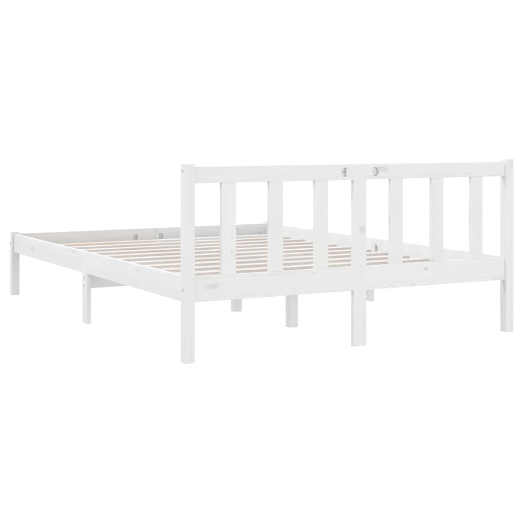 Bed Frame without Mattress White Solid Wood Small Double