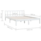 Bed Frame without Mattress White Solid Wood Small Double