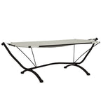 Outdoor Lounge Bed with Canopy Cream Steel and Oxford Fabric