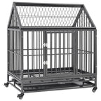Dog Cage With Wheels And Roof Steel 92X62X106 Cm