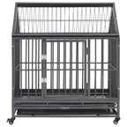 Dog Cage With Wheels And Roof Steel 92X62X106 Cm