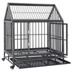 Dog Cage With Wheels And Roof Steel 92X62X106 Cm