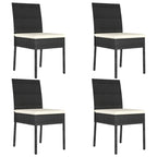 Garden Dining Chairs 4 pcs Poly Rattan Black