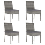 Garden Dining Chairs 4 pcs Poly Rattan Grey