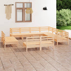 11 Piece Garden Lounge Set Solid Wood Pine