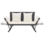 Garden Bench with Cushions Black 176 cm Poly Rattan