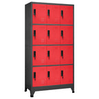 Locker Cabinet Anthracite and Red 90x45x180 cm Steel