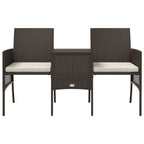 Garden Sofa 2-Seater with Table and Stools Brown Poly Rattan