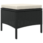 Garden Sofa 2-Seater with Table and Stools Black Poly Rattan