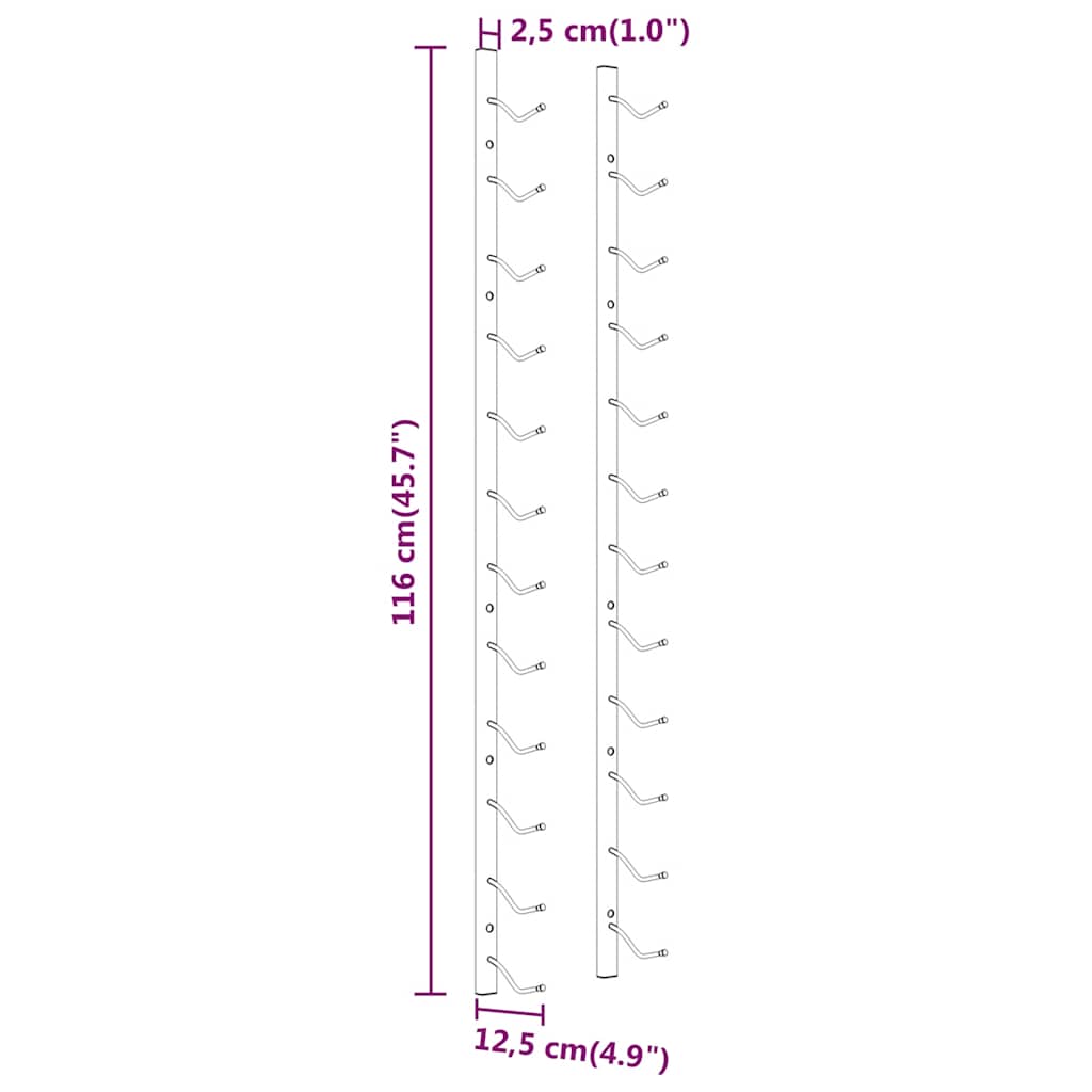 Wall Mounted Wine Rack for 12 Bottles White Iron