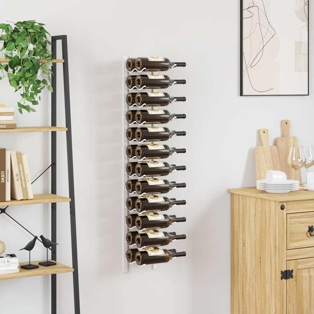 Wall Mounted Wine Rack for 24 Bottles White Iron