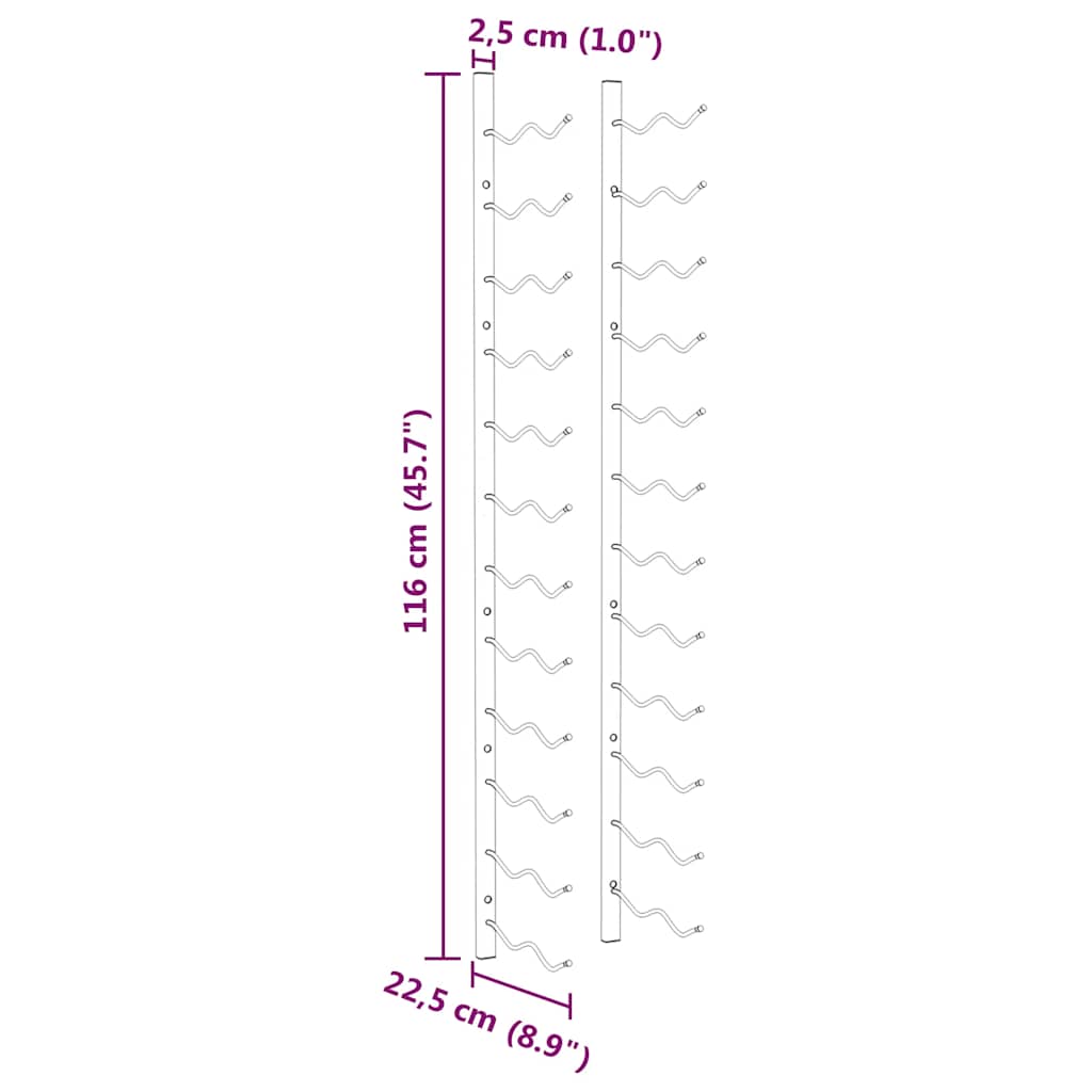 Wall Mounted Wine Rack for 24 Bottles White Iron