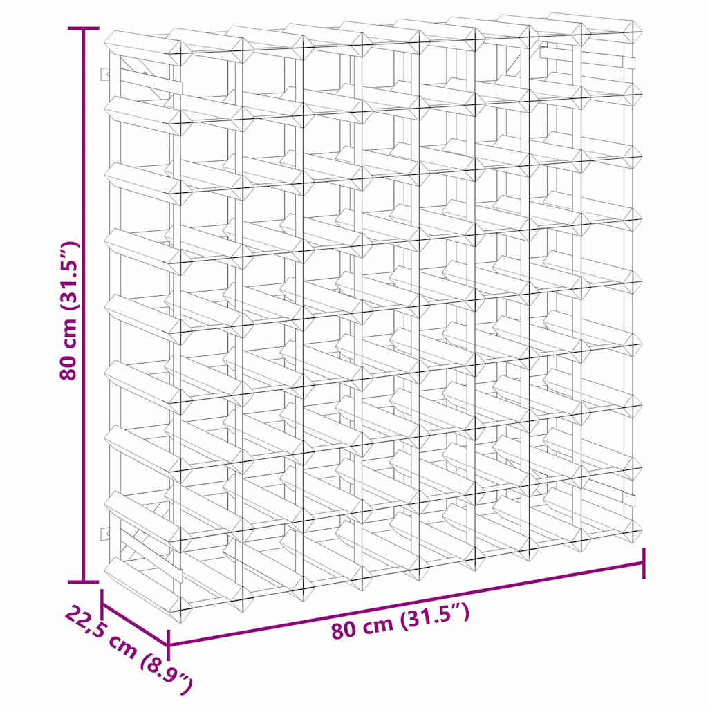 Wine Rack for 72 Bottles Brown Solid Wood Pine