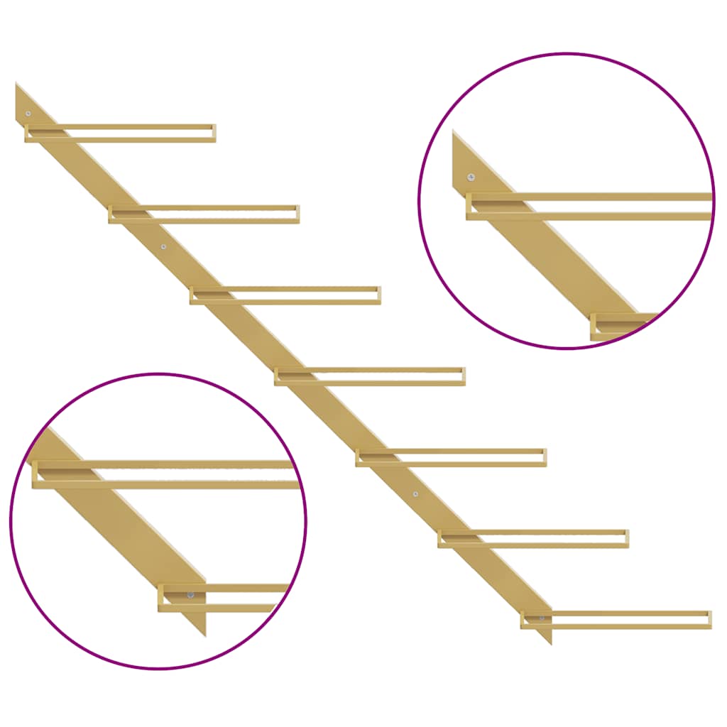 Wall-mounted Wine Rack for 7 Bottles Gold Metal