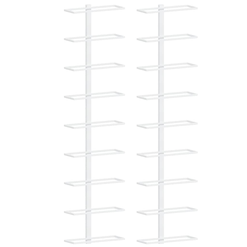 Wall-mounted Wine Rack for 9 Bottles 2 pcs White Iron