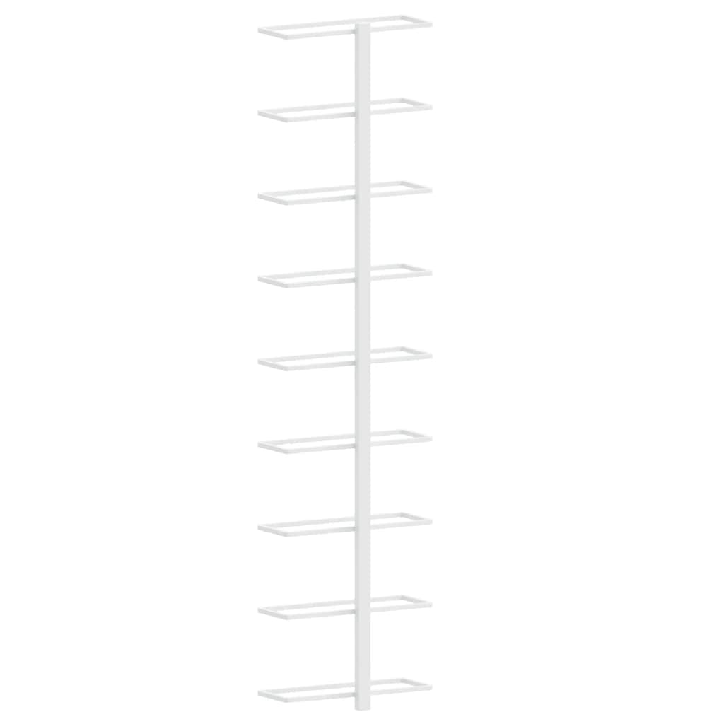 Wall-mounted Wine Rack for 9 Bottles 2 pcs White Iron