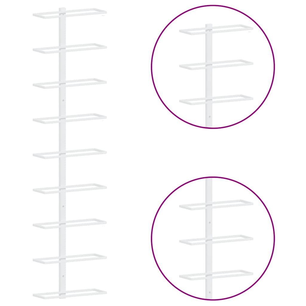 Wall-mounted Wine Rack for 9 Bottles 2 pcs White Iron