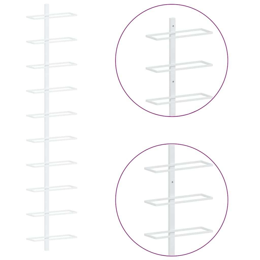 Wall-mounted Wine Rack for 10 Bottles 2 pcs White Metal