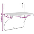 Balcony Table White 60x40 cm Steel