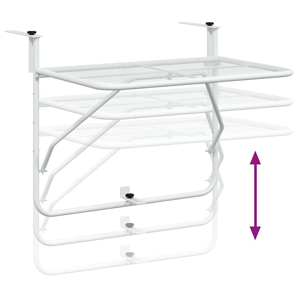 Balcony Table White 60x40 cm Steel
