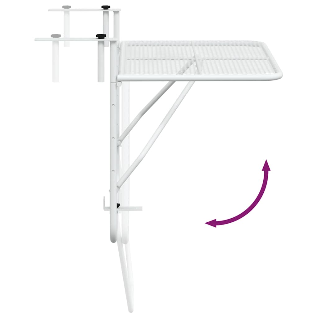 Balcony Table White 60x40 cm Steel
