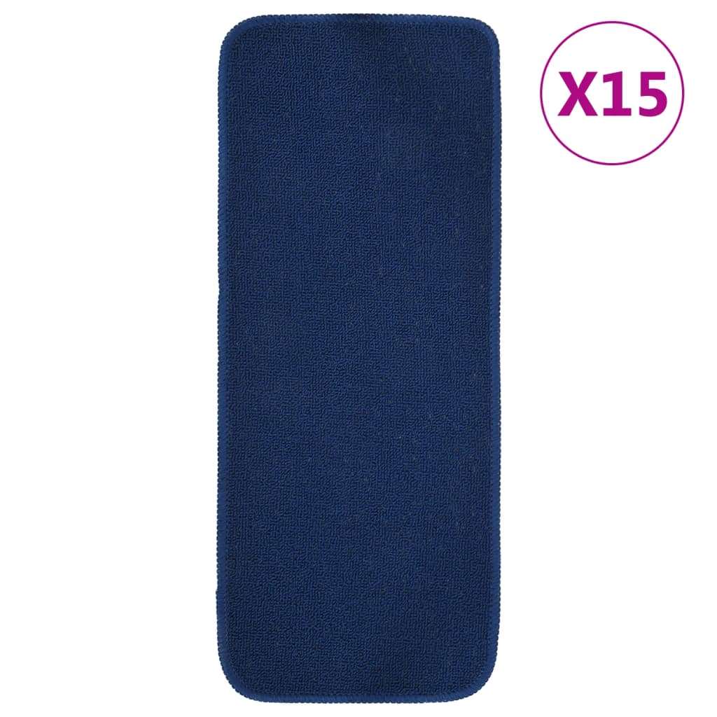 Anti Slip Stair Mats 15 pcs 60x25 cm Navy Blue Rectangular