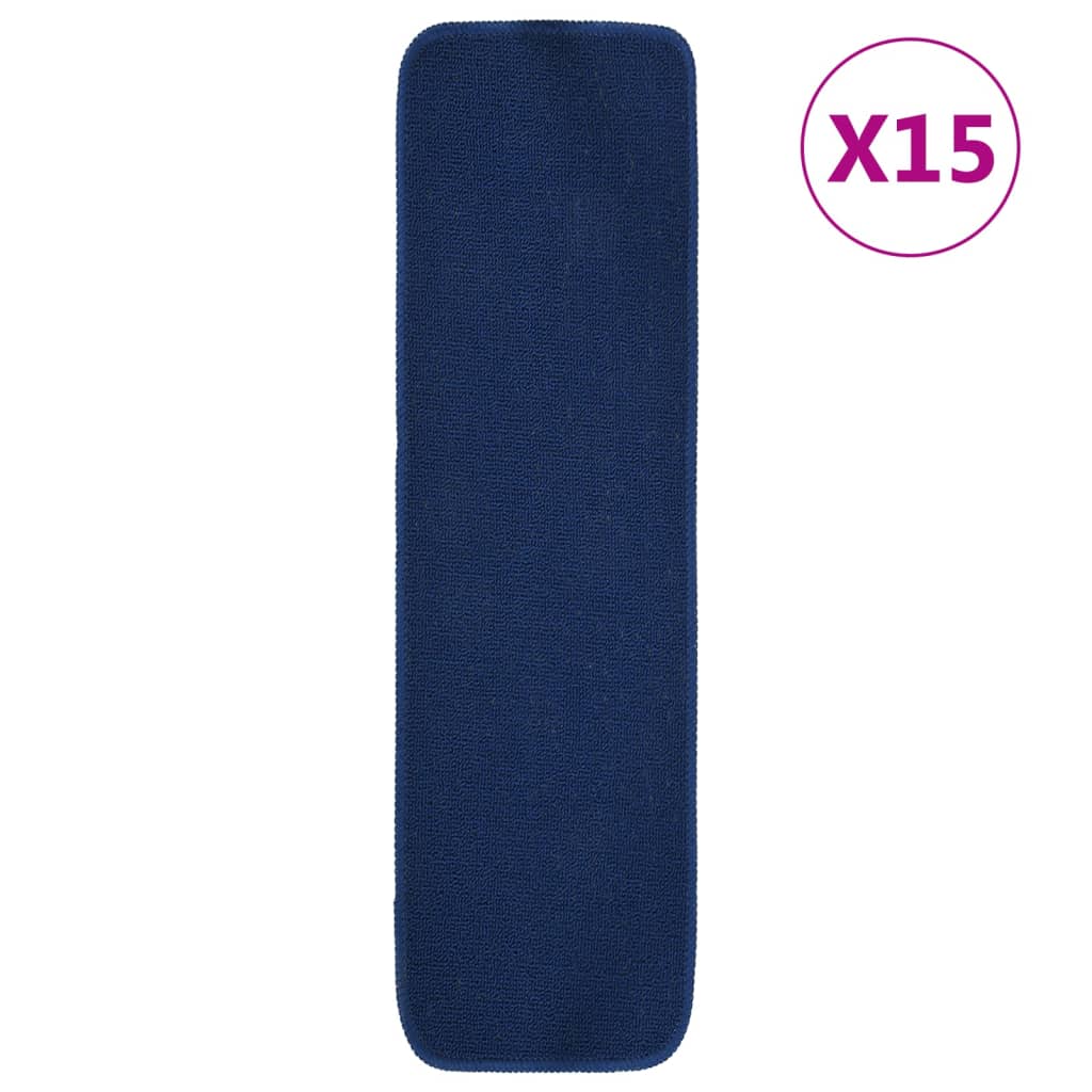 Anti Slip Stair Mats 15 pcs 75x20 cm Navy Blue Rectangular